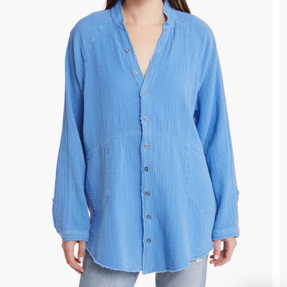 Distressed oversized free people top